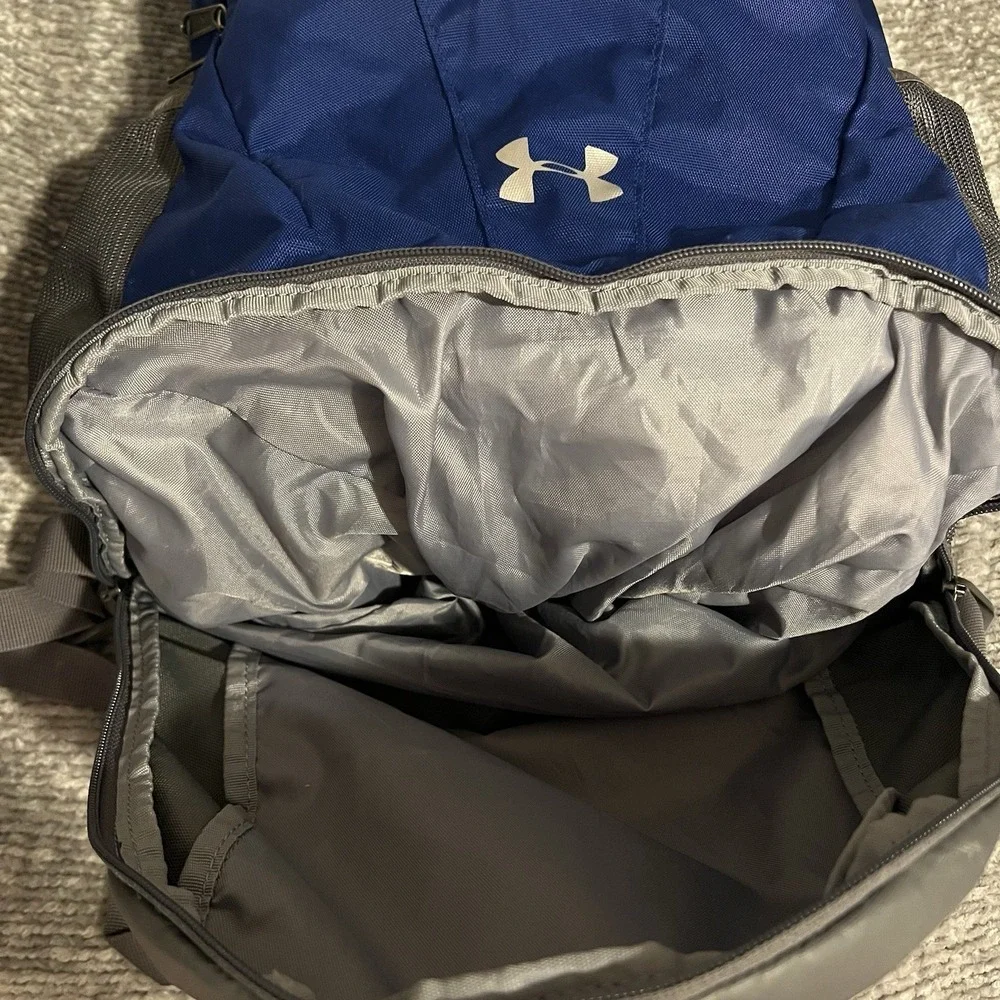 Under Armour UA Storm Backpack Blue Gray Shoe Compartment Laptop Book Bag